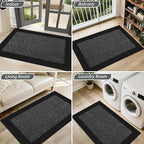 BEQHAUSE Indoor Door Mat 36" x 60", Dirt Trapper Door Mats Non-Slip Entryway Rugs Washable, Resist Dirt Absorbent Welcome Mat, Low Profile Floor Mats for Front Back Door and Entryway, Black