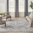 Nourison Home Astra Machine Washable Traditional Grey/Blue 7'10" x 10' Area Rug, Easy Clean, Non Shedding, Bed Room, Living Room, Dining Room, Kitchen (8x10)