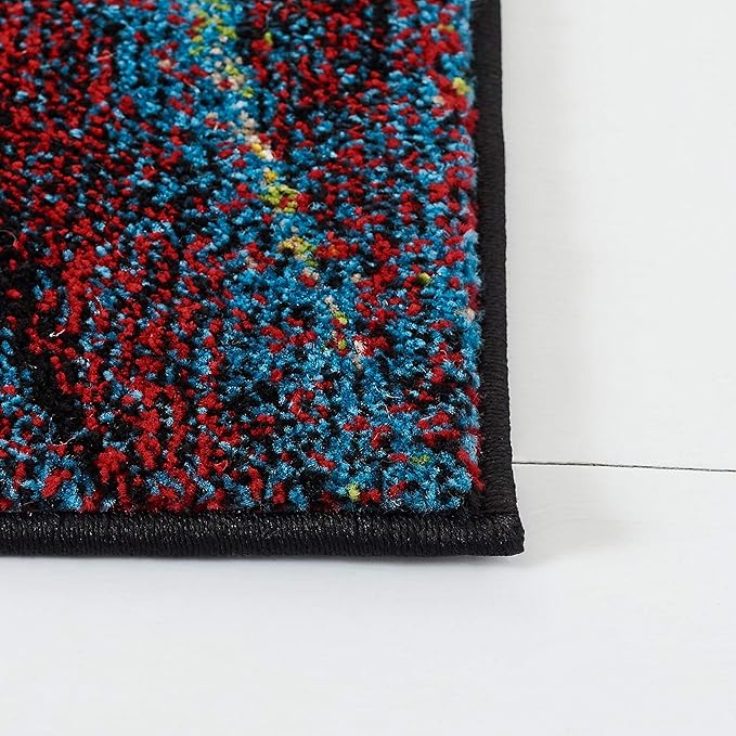 SAFAVIEH Glacier Collection 4' x 6' Red/Green GLA126Q Modern Abstract Non-Shedding Living Room Bedroom Accent Rug