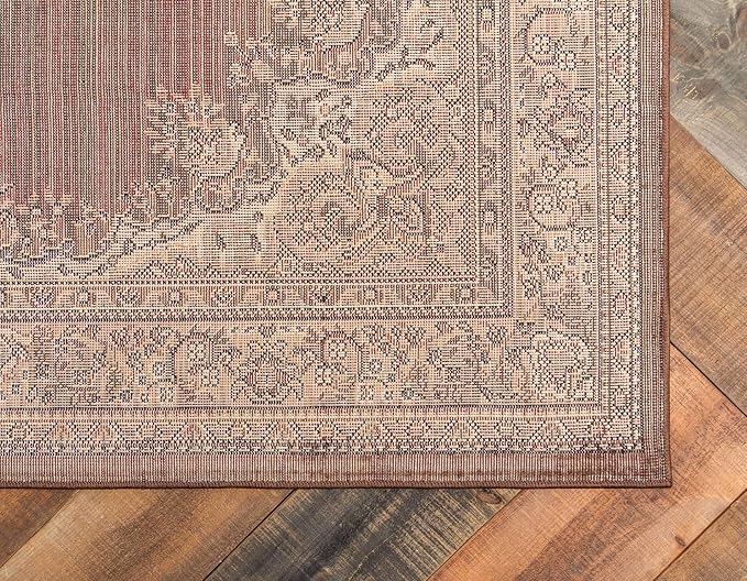 Unique Loom Reza Collection Traditional Persian Style Area Rug, 8 x 10 ft, Brown/Ivory