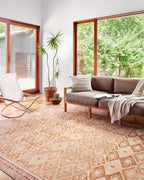 Loloi Layla Collection LAY-16 Natural/Spice 2'-6" x 9'-6" .13" Thick Runner Rug, Soft, Durable, Vintage Inspired, Distressed, Low Pile, Non-Shedding, Easy Clean, Printed, Living Room Rug