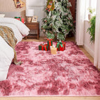 Andency 6x9 Area Rugs, Large Shag Fluffy Soft Shaggy Rugs for Living Room Bedroom, Non-Slip Tie-Dyed Dark Red Thick Plush Carpet for Kids Girls and Boys, Dorm Nursery Home Decor Aesthetic