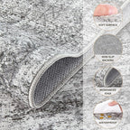 6x9 Area Rug Living Room Rugs - Washable Neutral Modern Abstract Soft Thin Rug Indoor Floor No Slip Rug Carpet for Bedroom Under Dining Table Home Office Decor - Light Gray