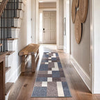 Rugshop Modern Boxes Design Non-Slip (Non-Skid) Carpet for Hallway,Entryway,Kitchen Runner Rug 2'7" x 8' Blue