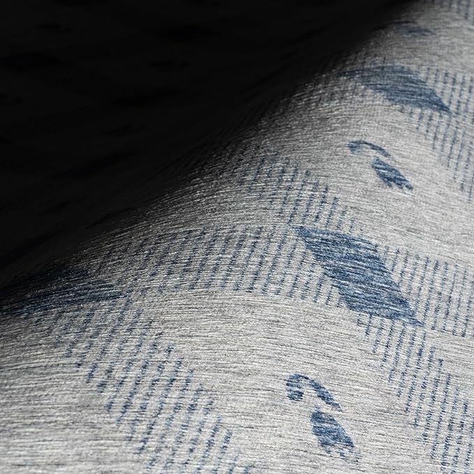 Dash & Albert Valen Plaid Blue Machine Washable Rug, 5 X 8 Feet, Blue/White Plaid Pattern
