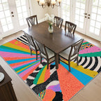 Graffiti Rugs for Living Room - Colorful Abstract Art Area Rugs 7x10, Hippie Aesthetic Funky High Traffic Lightweight Extra Large Carpet Home Decor #C090
