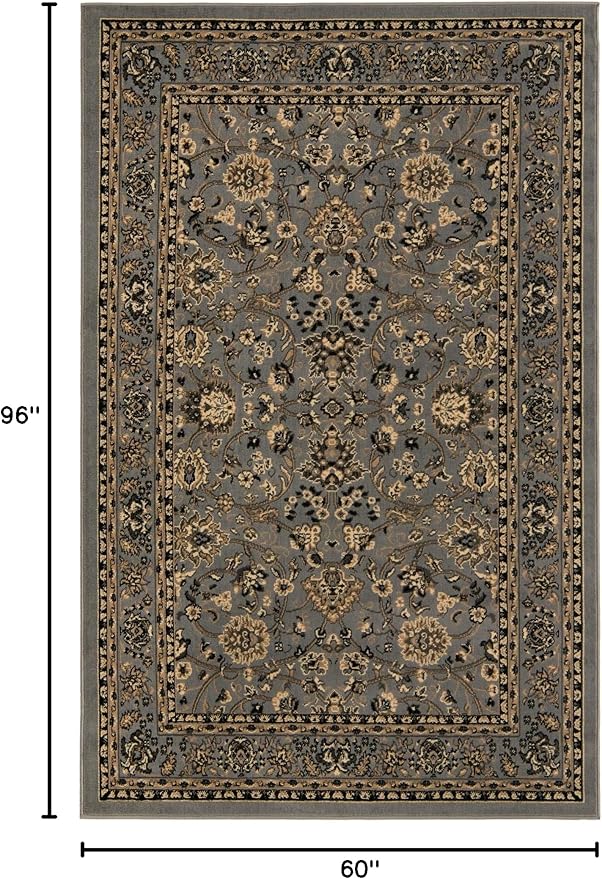 Rugs.com Yasmin Collection Rug – 5' x 8' Gray Medium Rug Perfect for Bedrooms, Dining Rooms, Living Rooms