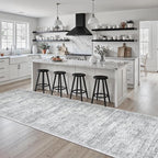 Washable Runner Rug, 2'6" x 8' Non-Slip Kitchen Vintage Foldable Hallway Runners for Entryway, Laundry, Bedroom, Grey