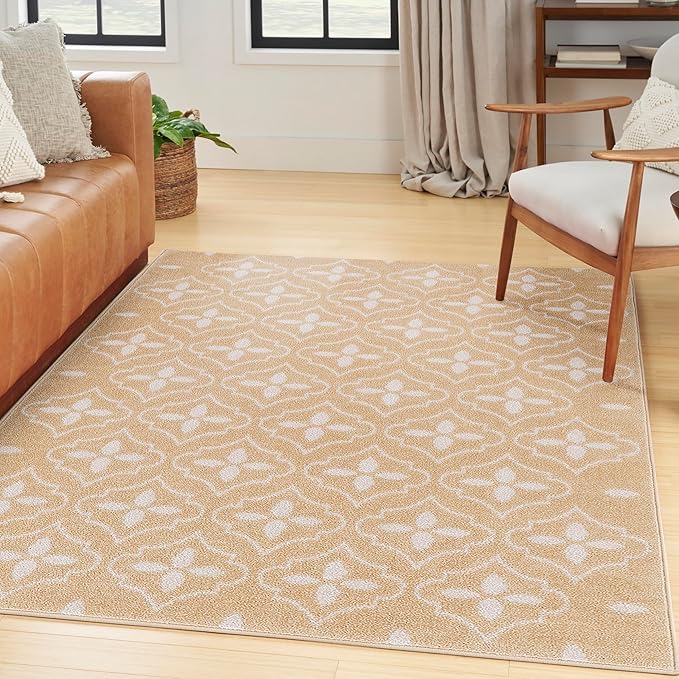 Nourison Home Nourison Essentials Beige Ivory 4' x 6' Area Rug - Easy Clean, Non Shedding, Bed Room, Living Room, Dining Room, Kitchen (4' x 6')