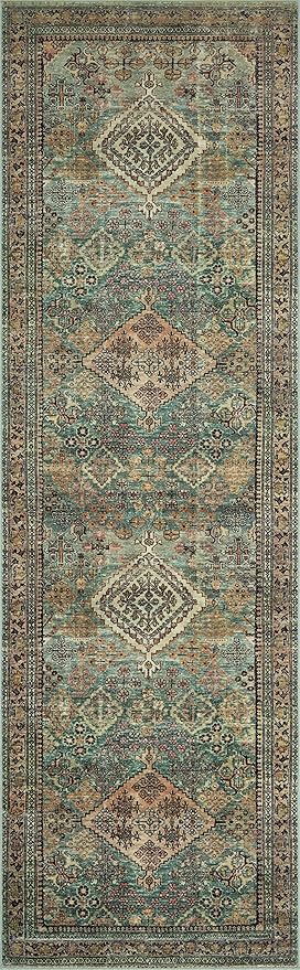 Loloi Magnolia Home by Joanna Gaines Sinclair Collection SIN-03 Turquoise/Multi 2'-3" x 11'-6", .25" Pile Height, Machine Washable, Runner Rug