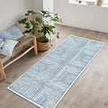 Bloom Rugs Washable Non-Slip 12 ft Runner - Blue/Ivory Striped Runner for Entryway, Hallway, Bathroom, and Kitchen - Exact Size: 2.5' x 12'
