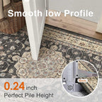 HUGEAR Entryway Machine Washable Area Rugs 2x3 Vintage Black Small Neutral Style Non Slip Stain Resistant Low Pile Throw Carpet for Hallway Kitchen Retro Aesthetic Modern Decor