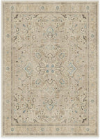 RUGGABLE Washable Vintage Area Rug – Kamran Ivory Opal 5x7, Stain-Resistant, Non-Slip – Medium Machine Washable Rugs for Living Room, Bedroom, Hallway, Entryway & Office–with Cushioned Pad