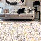 Rugshop Geometric Boho Area Rug – Warm Yellow Tribal Pattern, Perfect for Living Room, Bedroom, Dining Room, 5x7