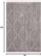 SAFAVIEH Marrakesh Collection Area Rug - 6'6" x 9', Grey, Moroccan Boho Tribal Tassel Design, Non-Shedding & Easy Care, Ideal for High Traffic Areas in Living Room, Bedroom (MRK517F)