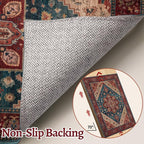 Tangsoo Oriental Red Rug 4x6 Washable Vintage Rugs Non Slip Indoor, Distressed Carpet for Living Room, Dining Room, Soft Low Pile Rugs Boho Foldable Floor for Bedroom Dorm Bedside Bathroom