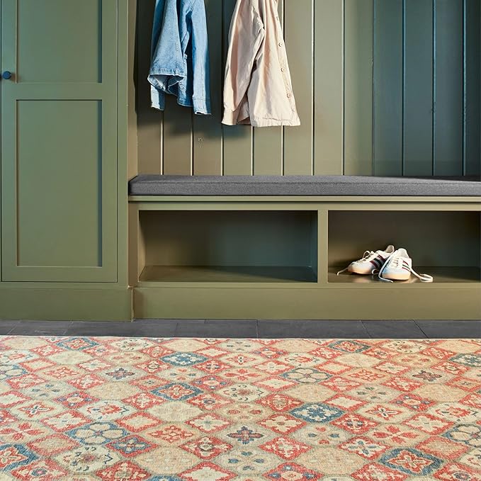 Dash and Albert Pali Machine Washable Area Rug - 3' x 5' Multicolor - Geometric Accent Rug - Anti-Slip Backing, Lightweight, Machine Washable, High Traffic Areas Kitchen, Mudroom, Laundry Room