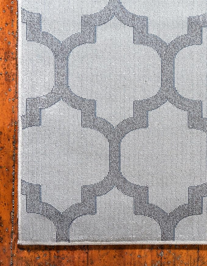 Rugs.com Lattice Collection Rug – 7x10 Beige and Gray Medium-Pile Rug Perfect for Bedrooms, Dining Rooms, Living Rooms