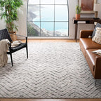 SAFAVIEH Adirondack Collection Area Rug - 5'1" x 7'6", Ivory & Charcoal, Chevron Design, Non-Shedding & Easy Care, Ideal for High Traffic Areas in Living Room, Bedroom (ADR104N)