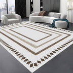 Moroccan Farmhouse Area Rugs 3x5ft, Neutral Geometric Pattern in Off-White Rug, Low Pile Machine Washable & Non-Slip Soft Carpet for Living Room, Bedroom & Dining Room
