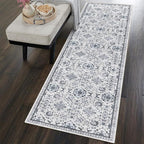 vivorug Runner Rug 2'x8' Vintage Washable Non-Slip Runners for Hallways Kitchen Entryway Laundry Room Carpet Hallway Runner Ivory/Blue