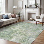 Abstract Rug 5x7 Machine Washable Area Indoor Green Low Pile Non-Slip Foldable Thin Accent Rugs for Bedroom Living Room Dining Room