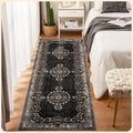 Istana Hallway Runner Rug 2.5x8 - Black Kitchen Rugs Non Slip Washable -Silk's Soft Touch Carpet Runner - Stylish Runner Rugs for Home