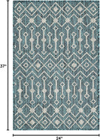 Unique Loom Outdoor Trellis Collection Area Rug - Tribal Trellis (2' x 3' 1" Rectangle Teal/Ivory)