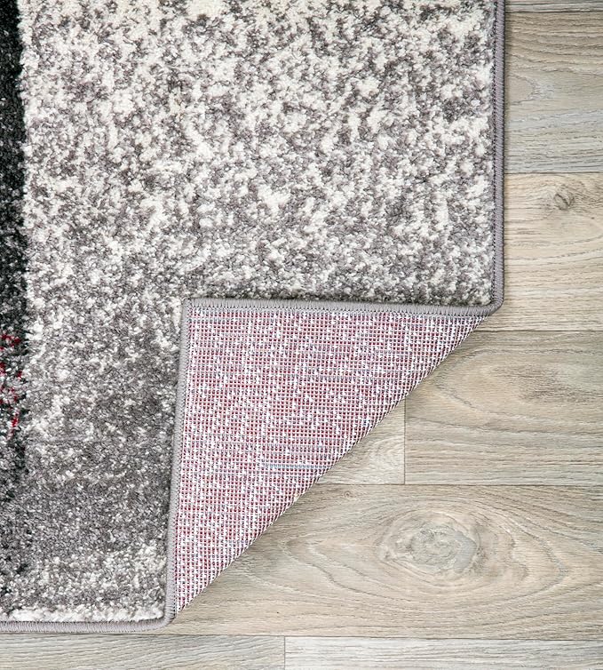 Rugshop Gray Contemporary Distressed Boxes Area Rug, Soft & Non-Shedding Accent for Small Living Room, Bedroom and Home Office, 3' x 5'