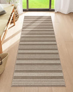 Lahome Striped Easy Jute 2x6 Runner Rug, Farmhouse Kitchen Rugs Non Slip Washable Entryway Hallway Runner, Neutral Non Shedding Lightweight Indoor Outdoor Carpet for Foyer Corridor, Khaki