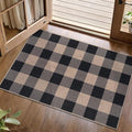 Tangsoo Checkered Easy Jute Rug, 2x3 Washable Ultra Thin Rug for Entryway Non-Slip Black Grey Outdoor Rug,Modern Front Door Mat Carpet for Kitchen Bedroom Porch Doorway