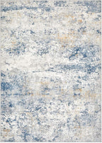 Area Rug Living Room Rugs - 8x10 Abstract Large Soft Indoor Washable Rug Neutral Modern Low Pile Carpet for Bedroom Dining Room Farmhouse Home Office - Blue