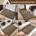 COSY HOMEER Non-Slip Door Mat 20"x32", Entryway Rugs Low Profile Absorbent Dirt Trapper Doormat for Front Entrance, Washable Polypropylene Entry Mat (Brown)