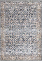 Bloom Rugs Caria Washable Non-Slip 4x6 Rug - Dark Blue/Tan Traditional Area Rug for Living Room, Bedroom, Dining Room, and Kitchen - Exact Size: 4' x 6'