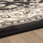 Superior Elegant Kingfield Collection Area Rug, 8mm Pile Height with Jute Backing, Classic Bordered Rug Design, Anti-Static, Water-Repellent Rugs, 5' x 8', Black