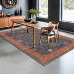 Navy Blue Area Rug 5x7 Living Room Rug - Machine Washable Rugs for Bedroom, Dining Room, Kitchen Floor, Small Office, Low Pile Non-Slip Rubber Backing & Stain Resistance