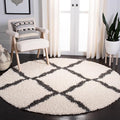 SAFAVIEH Dallas Shag Collection Area Rug - 8' Round, Ivory & Dark Grey, Trellis Design, Non-Shedding & Easy Care, 1.5-inch Thick Ideal for High Traffic Areas in Living Room, Bedroom (SGD257H)