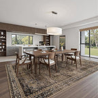 Washable 6x9 Area Rug for Living Room, Carpet for Bedroom Dining Room, Non Slip&Non-Shedding Resistant Low Pile Vintage Print Rug for Home Office (Brown1)