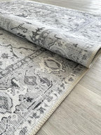 Fame Living Faded Oushak Rug, Turkish Vintage Floral Pastel Large Oversized Area Rugs for Living Room Dining Bedroom Kitchen Bathroom Nursery (848CrNv, 2' x 3')