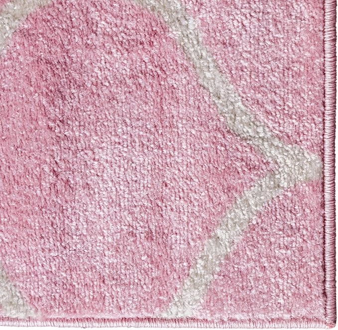 Rugs.com Lattice Frieze Collection Rug – 10' x 14' Light Pink Medium Rug Perfect for Living Rooms, Large Dining Rooms, Open Floorplans