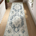 jinchan Kelda Runner Rug 3x8 Washable Rug Soft Hallway Runner Indoor Vintage Print Floor Cover Retro Distressed Lightweight Non-Slip Thin Carpet for Bathroom Kitchen Living Room Bedroom Grey
