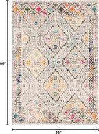 SAFAVIEH Madison Collection Accent Rug - 3' x 5', Grey & Yellow, Boho Diamond Distressed Design, Non-Shedding & Easy Care, Ideal for High Traffic Areas in Entryway, Living Room, Bedroom (MAD418F)