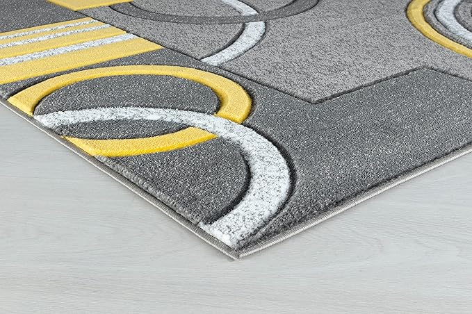 GLORY RUGS Modern Area Rug 5x7 Yellow Soft Hand Carved Contemporary Floor Carpet with Premium Fluffy Texture for Indoor Living Dining Room and Bedroom Area