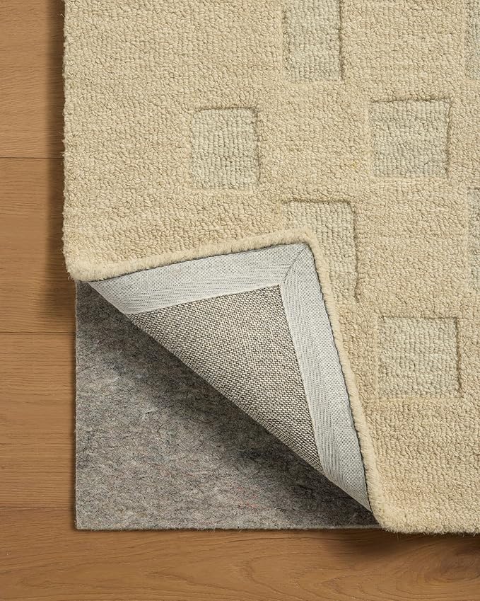 Loloi Leanne Ford Craven Collection CVN-04 Oatmeal/Dove 7'-9" x 9'-9" Area Rug Checkered, Patterned, Neutral, Living Room, Bedroom, Dining Room