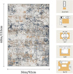 3x5 Machine Washable Area Rug for Entryway, Multicolor Modern Vintage Abstract Rug Non-Slip Low Pile Soft Faux Wool Small Carpet, Kids and Pets Friendly for Bedroom Kitchen Hallway Home Decor Rug