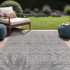 Beverly Rug Waikiki Indoor Outdoor Rug 5x7, Washable Outside Carpet for Patio, Deck, Porch, Trellis Area Rug, Water Resistant, Dark Grey - Light Grey