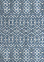 Unique Loom Outdoor Trellis Collection Area Rug - Tribal Trellis (10' x 14' 1" Rectangle, Blue/ Ivory)