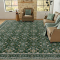 WITSHOCK Living Room Area Rugs 12x15: Soft Non-Slip Backing Washable Rugs Vintage Large Carpet for Bedroom Office Dining Room Kitchen Stain Resistant Home Decor Rug, Dark Green