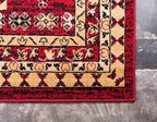 Unique Loom Taftan Collection Border Geometric Tribal Inspired Design Area Rug, 5 ft x 8 ft, Red/Gold