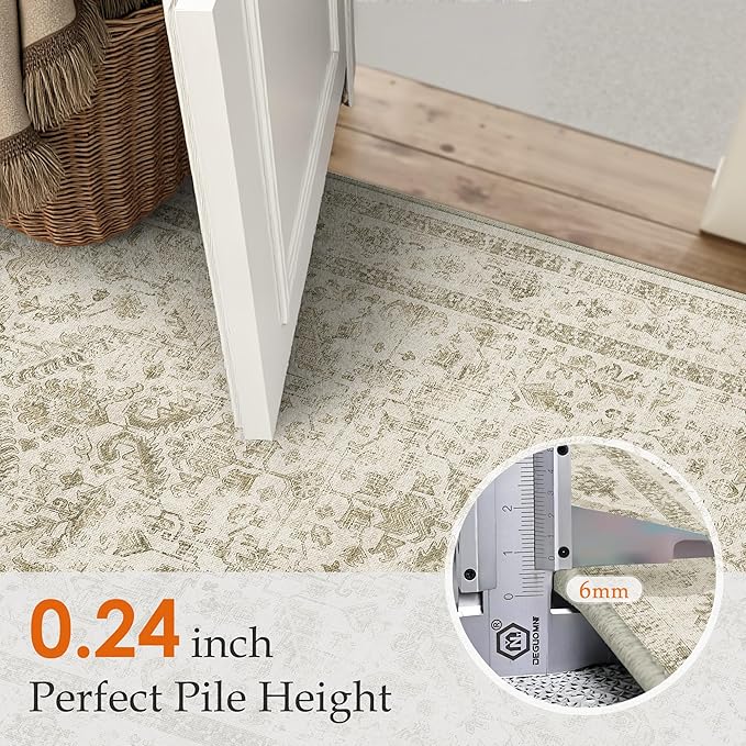 Taupe 2x5 Runner Rug Vintage Area Carpet Hallway Indoor Kitchen Washable Low Pile Traditional Distressed Retro Accent Throw Rug Non Slip for Laundry Bathroom Office
